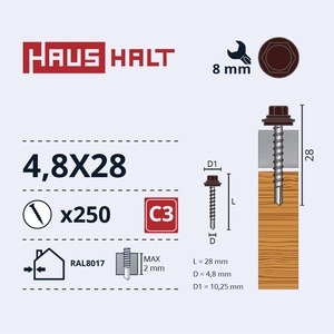 Isekeermestavad kruvid Haushalt DIN 7504K, 4.8x28 mm, 250 tk