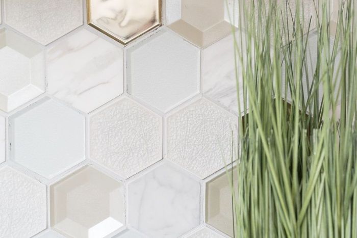 Mosaiikplaat Hexagon HXN 66 26,5 x 30,6 cm valge