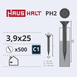 Puidukruvi Haushalt, 3.9 x 25 mm, hall, 500 tk