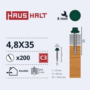 Isekeermestavad kruvid Haushalt DIN 7504K, 4.8x35 mm, 200 tk