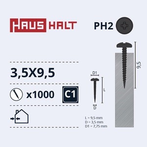 Isekeermestavad kruvid Haushalt DIN 7504N, 3.5x9.5 mm, 1000 tk