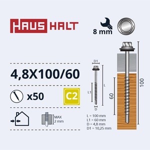 Isekeermestavad kruvid Haushalt DIN 7504K, 4.8 mm x 100 mm, 50 tk