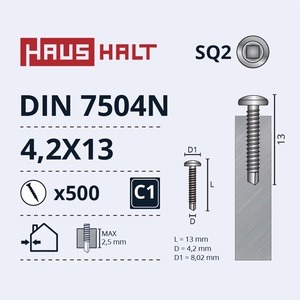 Isekeermestavad kruvid Haushalt DIN 7504N, 4.2x13 mm, 500 tk