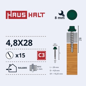 Isekeermestavad kruvid Haushalt, 4.8 mm x 28 mm, 15 tk