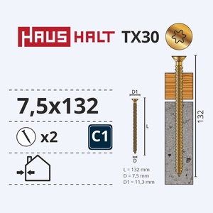 Puidukruvi Haushalt, 7.5x132 mm, 2 tk