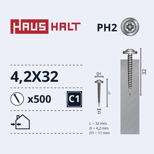 Isekeermestavad kruvid Haushalt DIN 14566, 4.2 mm x 32 mm, 20 tk