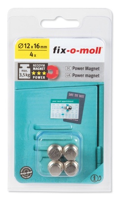 Magnet Fix-O-Moll 3562820, hall, 4 tk