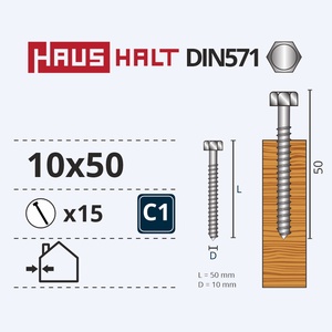 Puidukruvi Haushalt, 10 x 50 mm, 15 tk