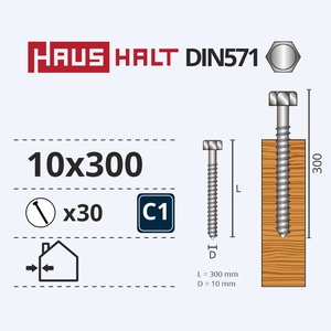 Puidukruvi Haushalt, 10 x 300 mm, 30 tk