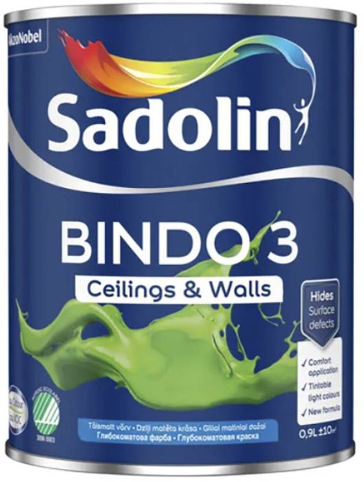 Lae- ja seinavärv Sadolin Bindo 3 BW valge 0,9 l  | bauhaus.ee