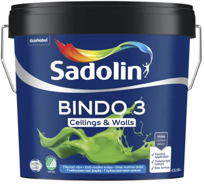 Lae- ja seinavärv Sadolin Bindo 3 BW valge 4,5 l  | bauhaus.ee