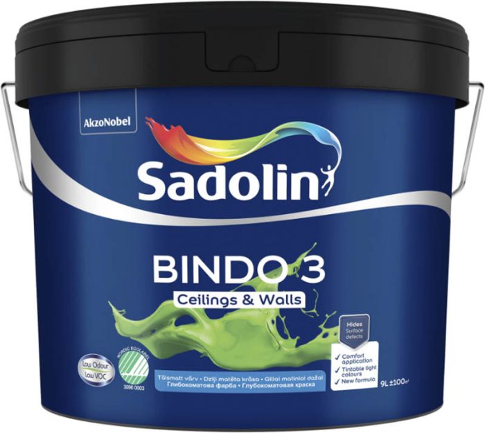 Lae- ja seinavärv Sadolin Bindo 3 BW valge 9 l  | bauhaus.ee