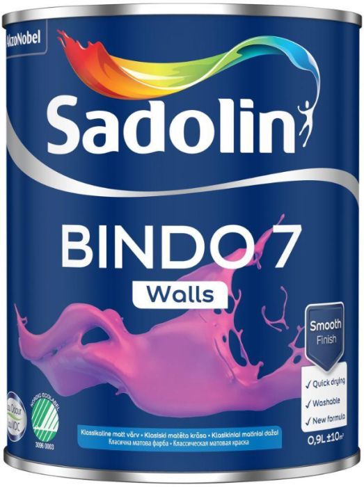 Seinavärv Bindo 7 Sadolin BW 0,9 l, valge  | bauhaus.ee