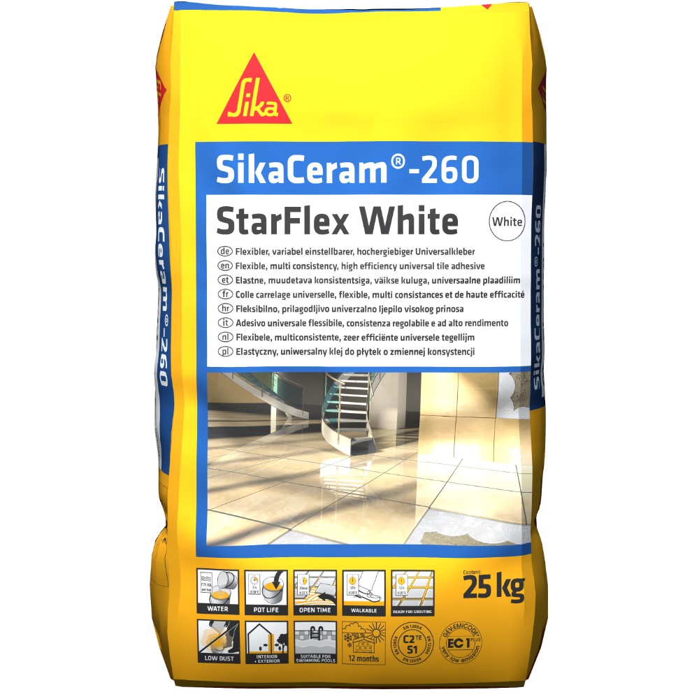PLAADILIIM SIKACERAM-260 STARFLEX VALGE 25KG