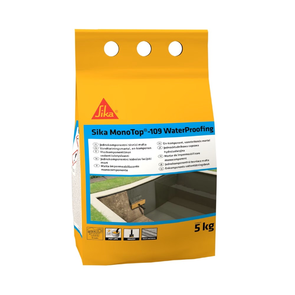 TSEMENDIPÕHINE HÜDROISOLATSIOONISEGU SIKA MONOTOP-109 WATERPROOFING 5KG